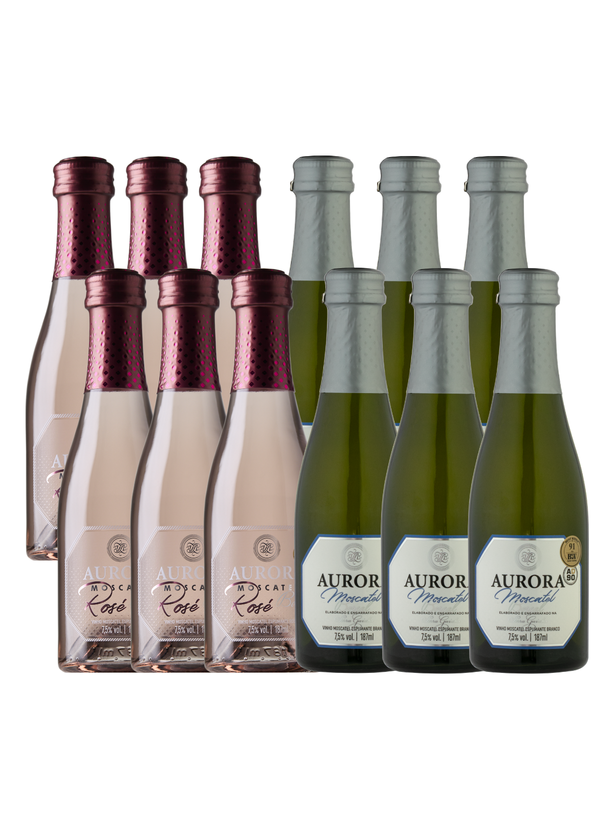 Box Aurora Mini Espumantes Moscatel Branco e Rosé 187ml – 12 Unidades