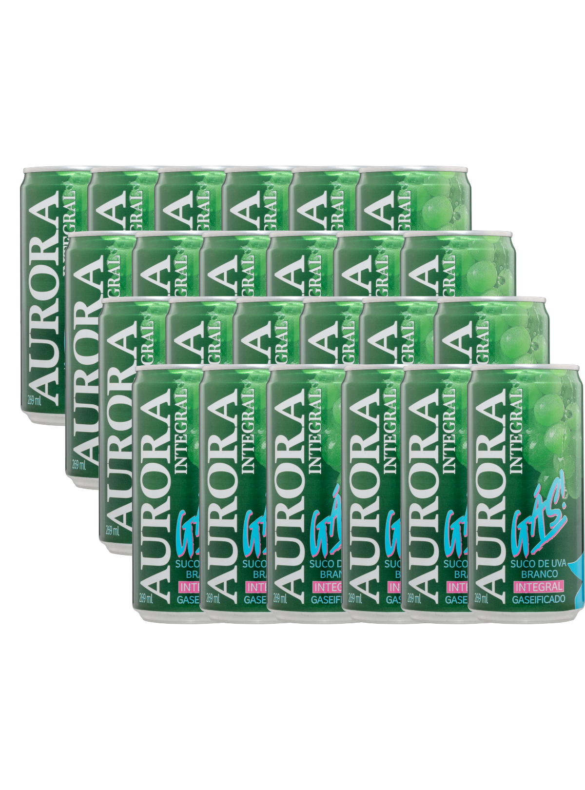 Kit Suco Aurora Integral de Uva Branca Gaseificado Lata - 24 unidades