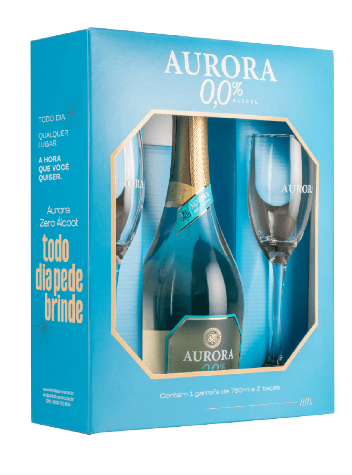 Kit Aurora Zero Álcool Branco com 2 taças