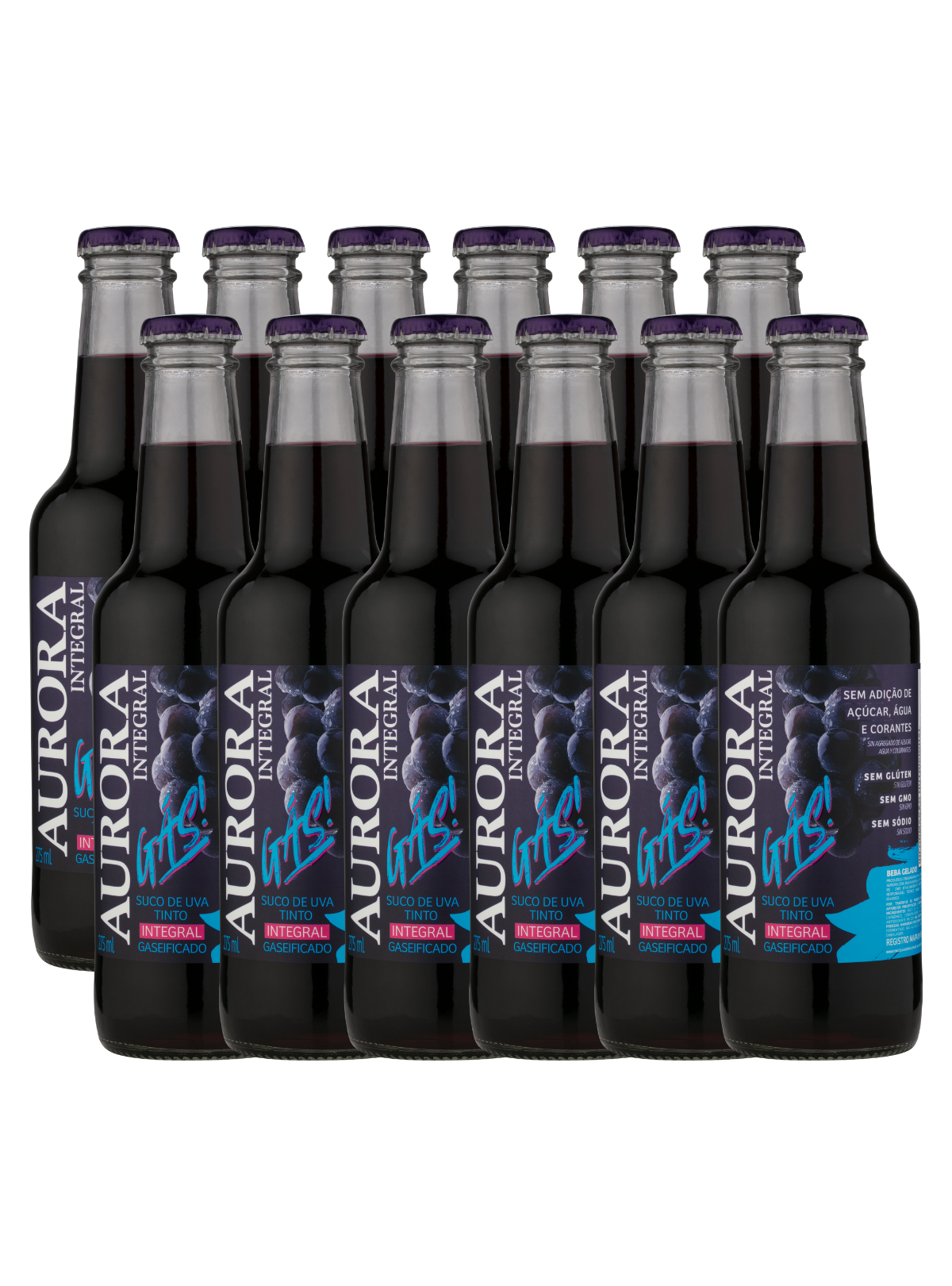 Kit Suco Aurora Integral Gaseificado de Uva Tinto - 12 unidades