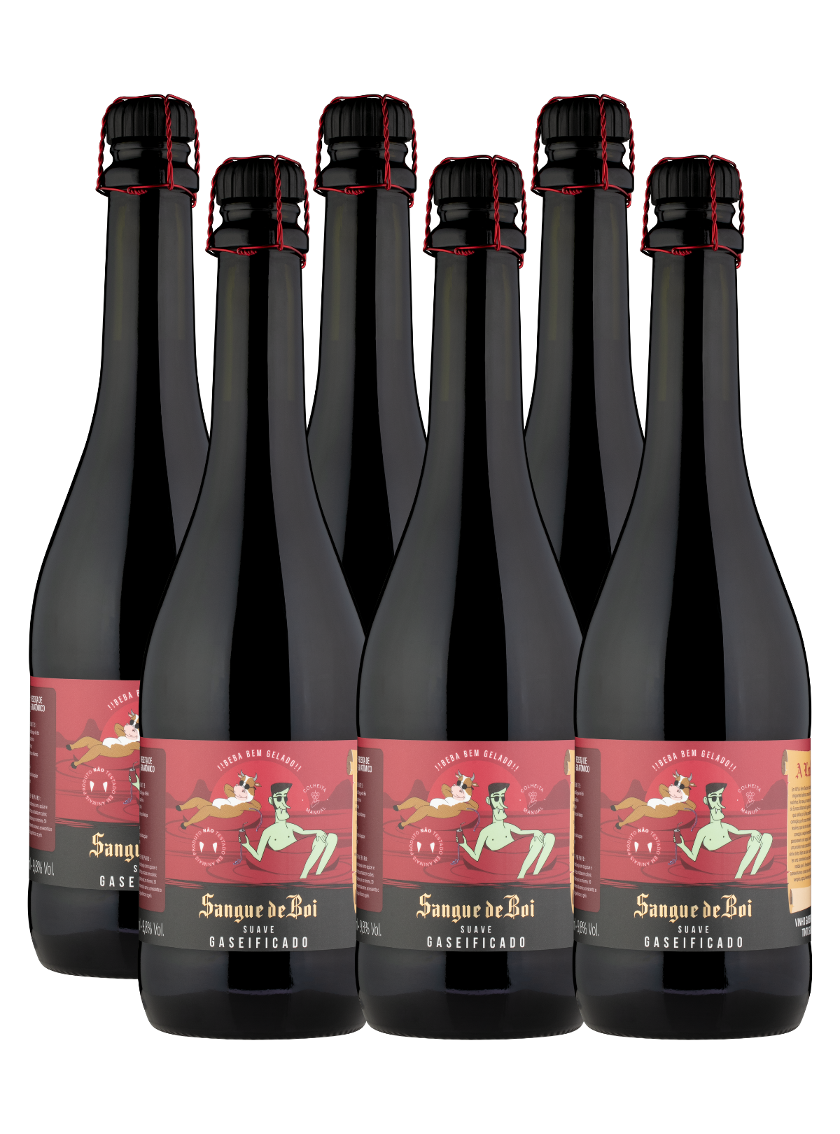 Sangue de Boi Tinto Suave Gaseificado - 660ml - 6un