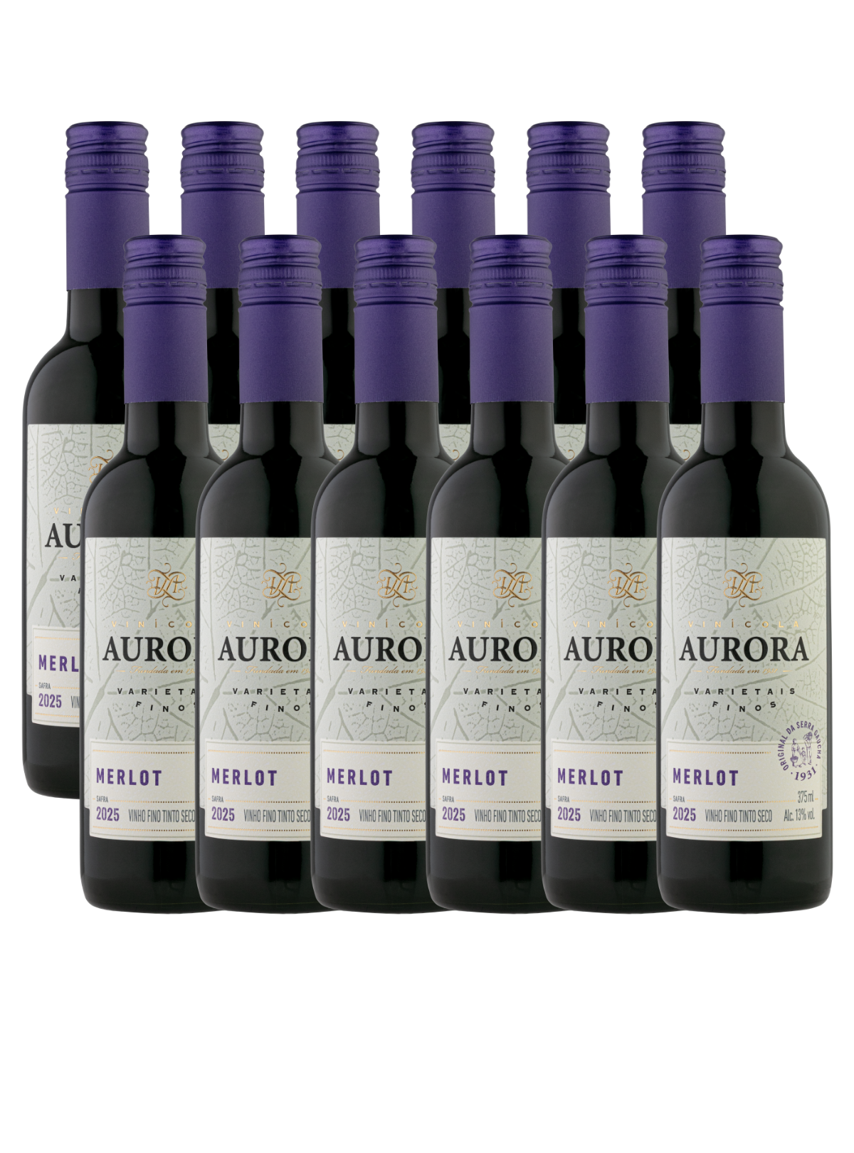 Kit Mini Vinho Aurora Varietal Merlot - 12un