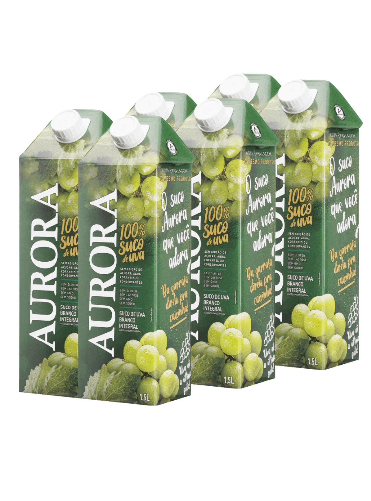 Kit Suco Aurora Integral de Uva Branca Tetra Pak 1,5L