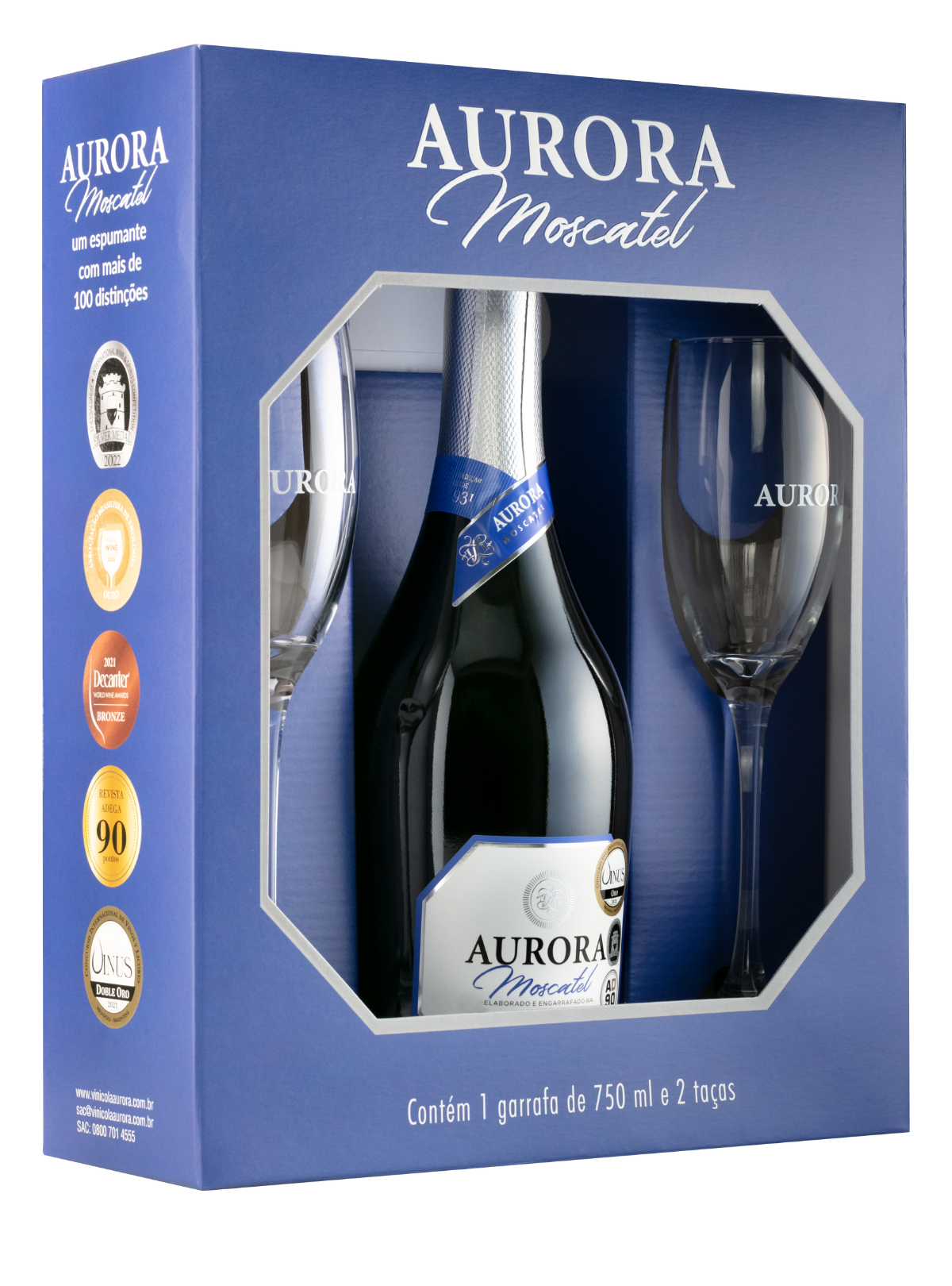 Maleta Espumante Moscatel com 2 taças