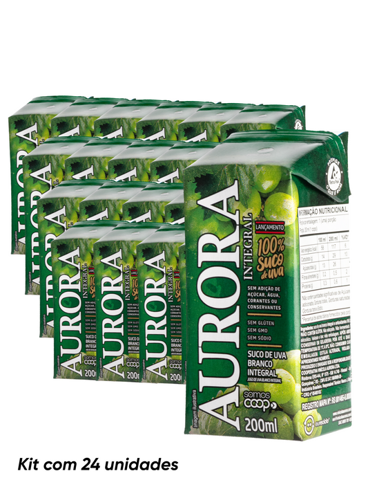 Kit Suco Aurora Integral de Uva Branca 200ml Tetra Pak - 24un