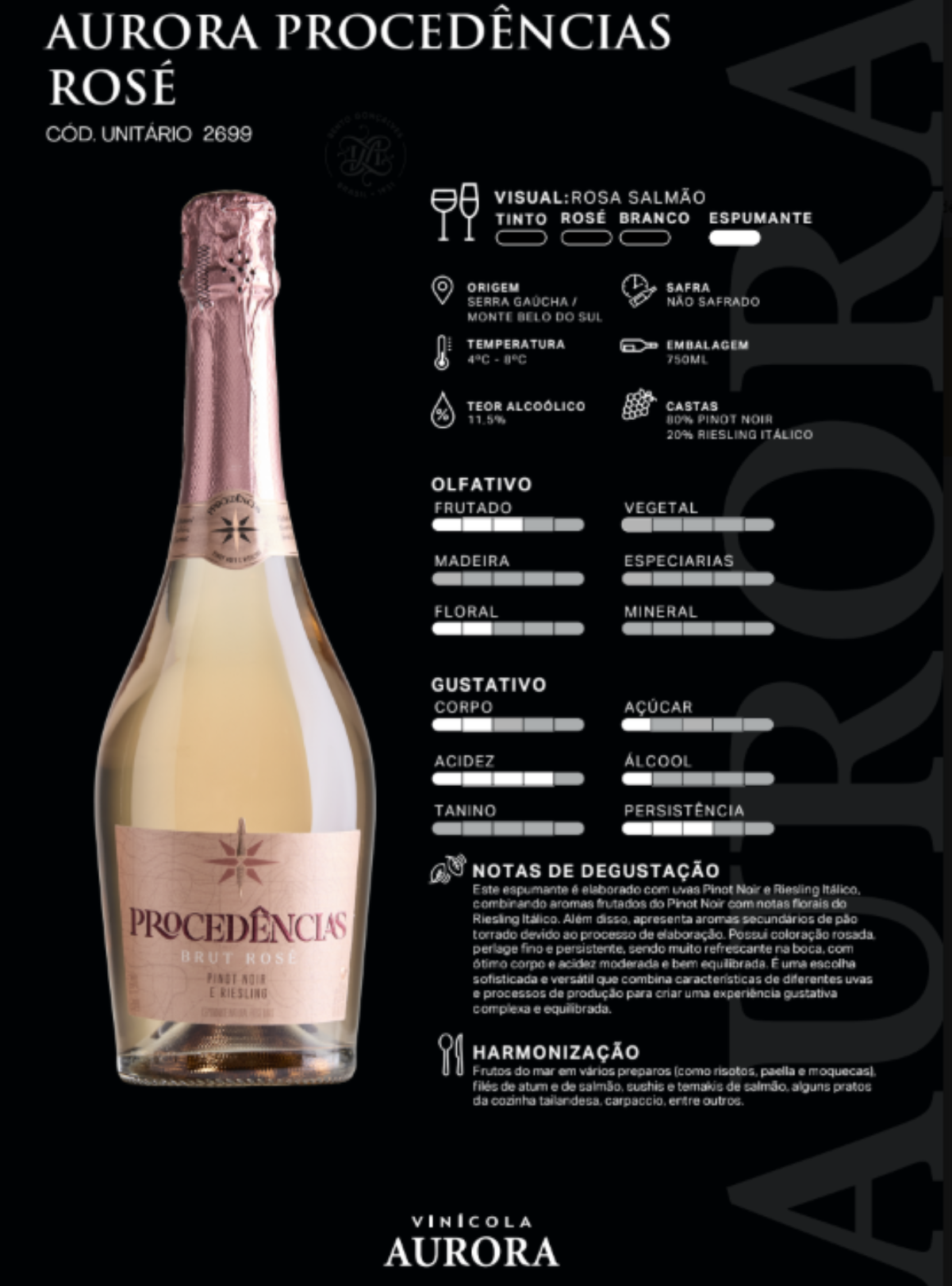 Espumante Aurora Procedências Brut Rosé