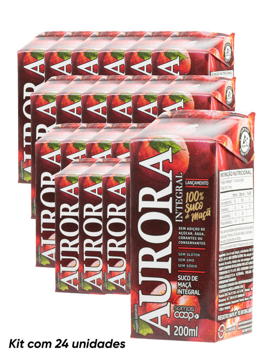 Kit Suco Aurora Integral de Maça 200ml Tetra Pak - 24un