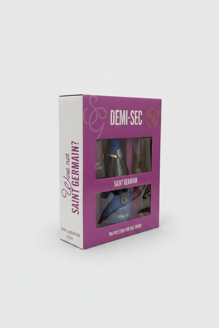 Kit Espumante Saint Germain Demi-Sec Branco com 2 taças