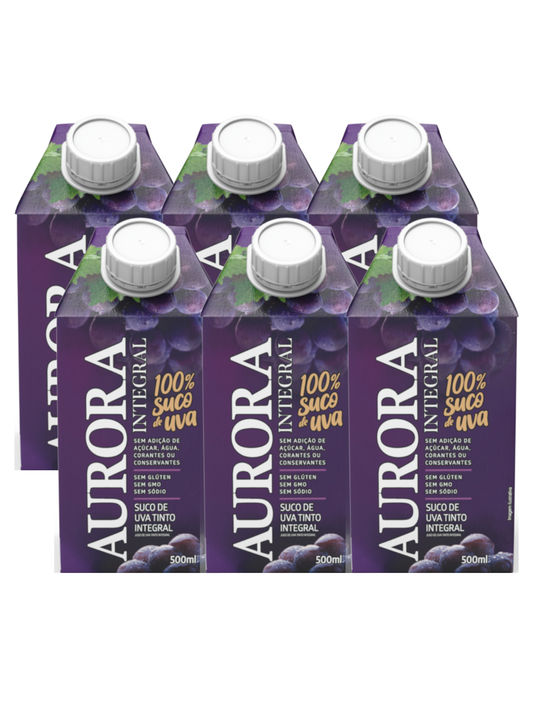 Kit Suco Aurora Tinto Integral 500ml Tetra Pak - 6un