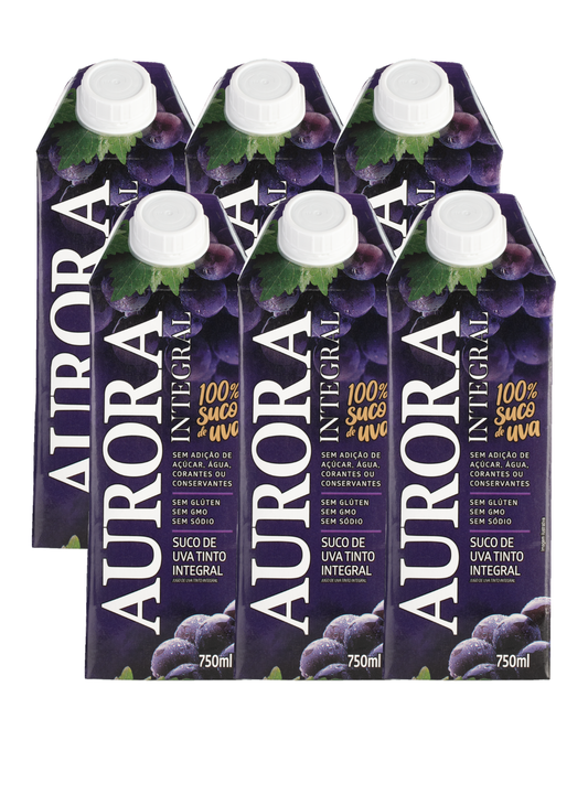 Kit Suco Aurora Tinto Integral 750ml Tetra Pak - 6un