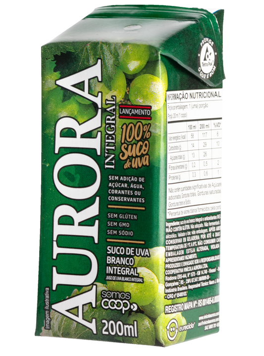 Suco Aurora Integral de Uva branca 200ml Tetra Pak