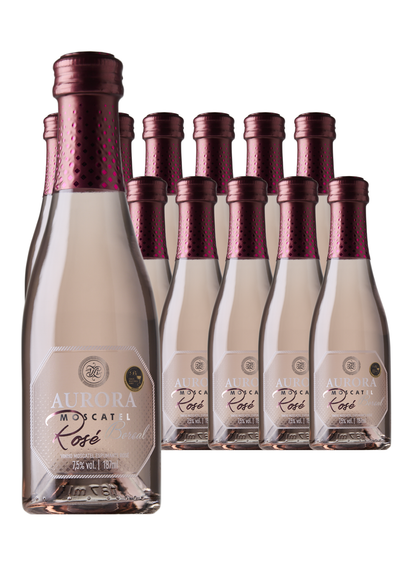 Box Aurora Mini Espumante Moscatel Rosé 187ml – 12 Unidades
