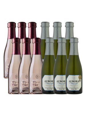 Box Aurora Mini Espumantes Moscatel Branco e Rosé 187ml – 12 Unidades