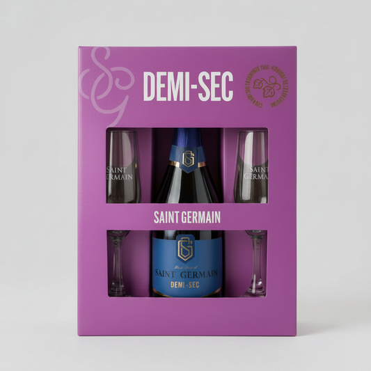 Kit Espumante Saint Germain Demi-Sec Branco com 2 taças