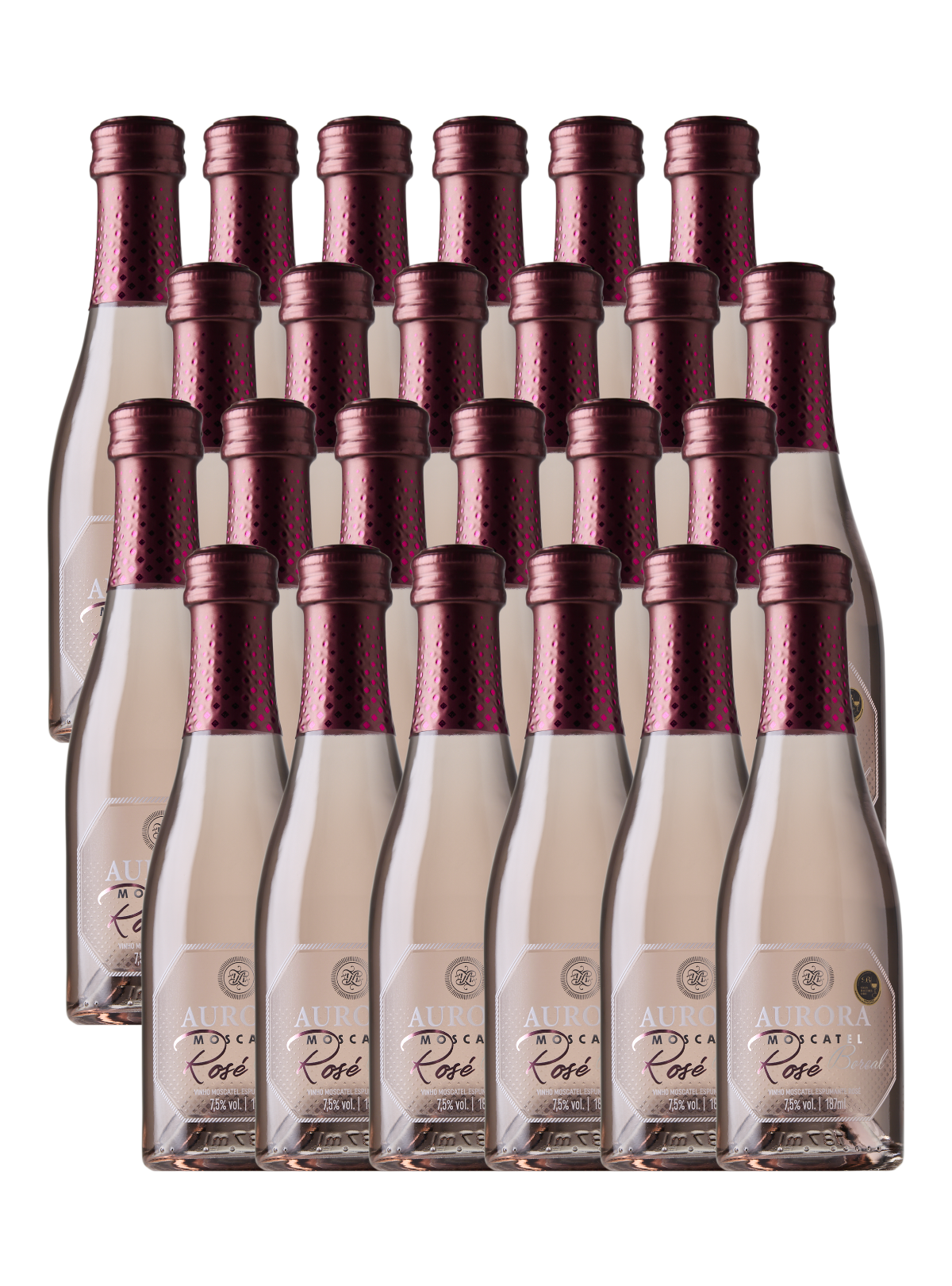Box Aurora Mini Espumante Moscatel Rosé 187ml – 24 Unidades