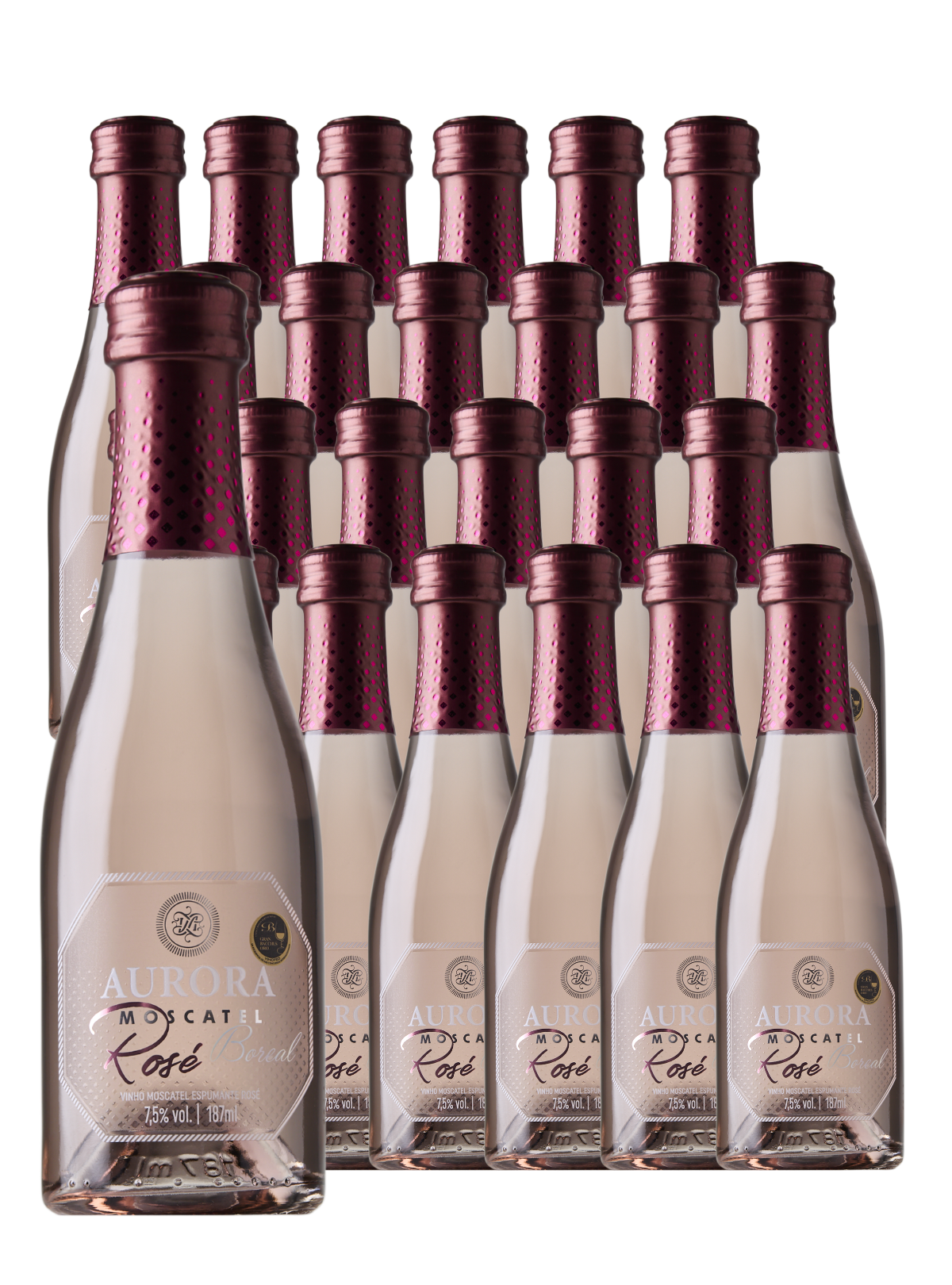 Box Aurora Mini Espumante Moscatel Rosé 187ml – 24 Unidades