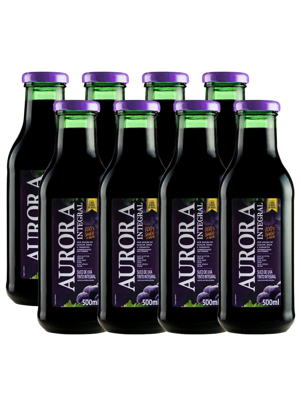Kit Suco Aurora Integral de Uva 500ml - 8 Unidades