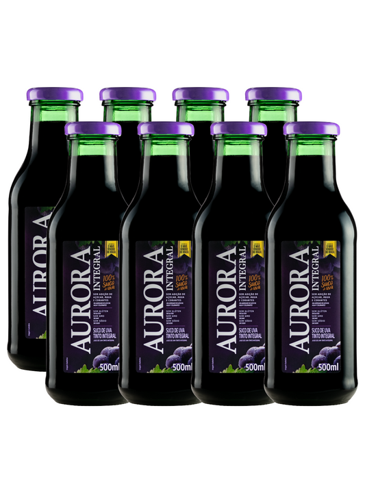 Kit Suco Aurora Integral de Uva 500ml - 8 Unidades