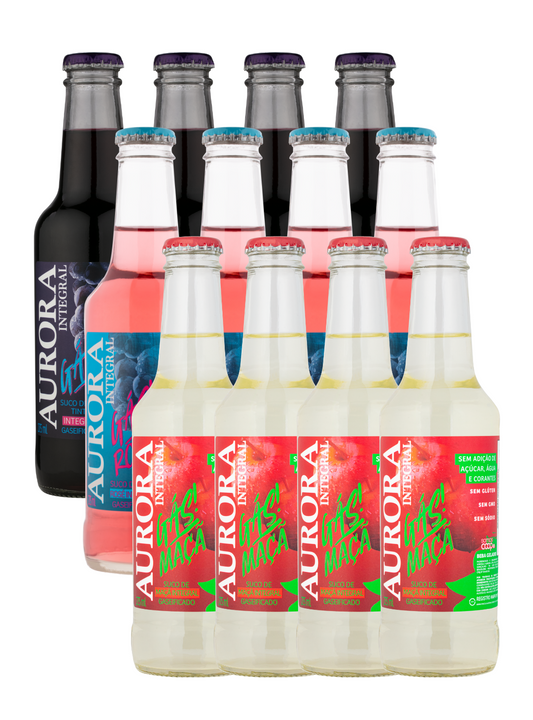 Kit Suco Aurora Integral Gaseificado Tinto, Maçã e Rosé  - 12 unidades