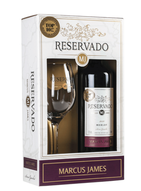 Marcus James Merlot com Taça | Vinícola Aurora
