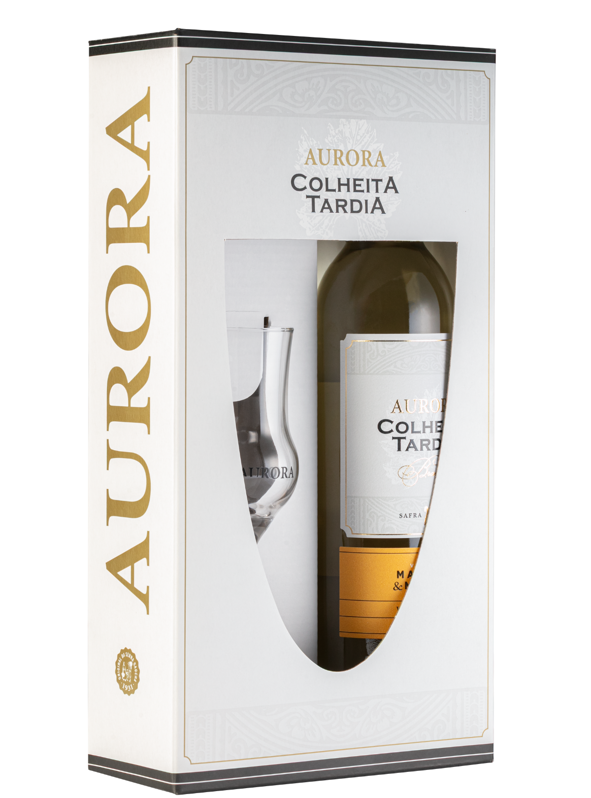 Vinho Aurora Colheita Tardia com taça