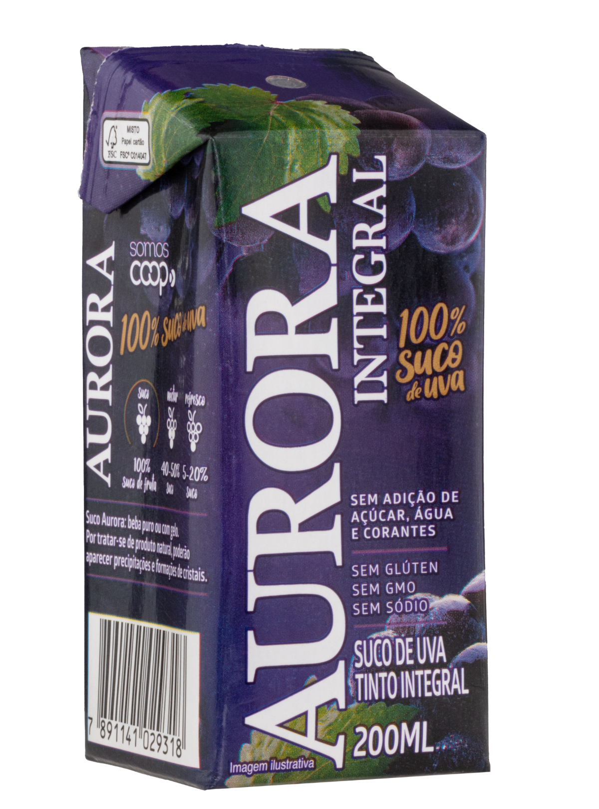 Suco Aurora Integral de Uva 200ml Tetra Pak