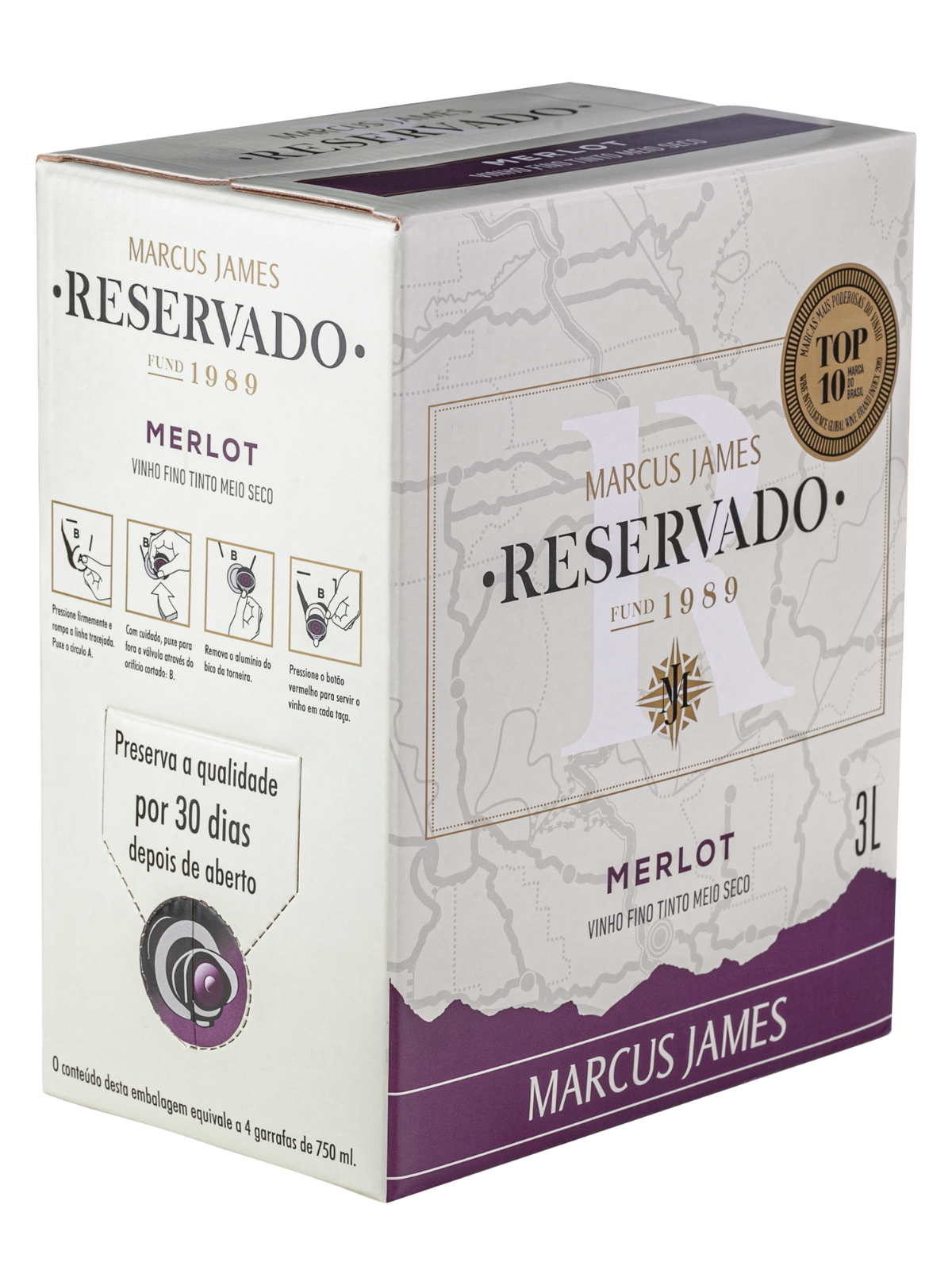 Vinho em Bag In Box Marcus James Merlot - 3 Litros