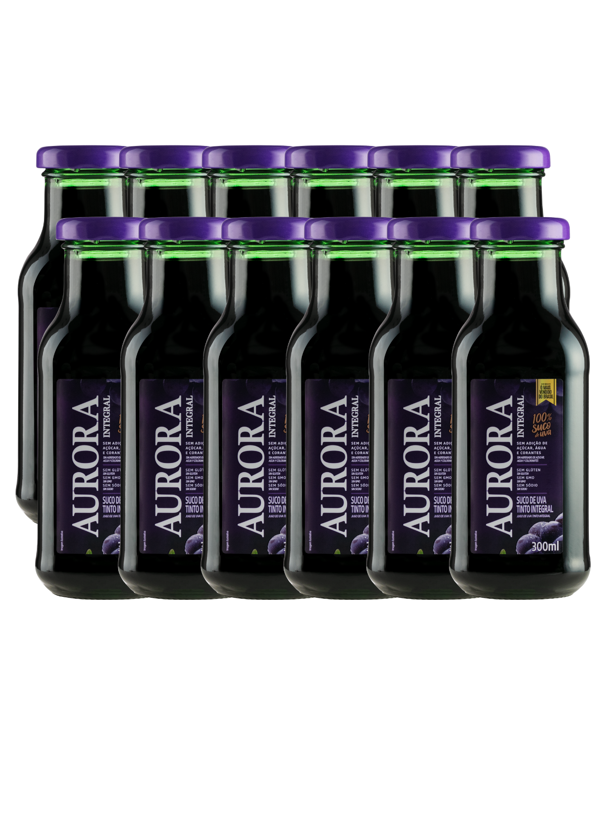 Kit Suco Aurora Integral de Uva 300ml com 12 unidades