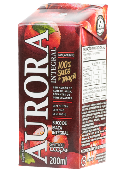 Suco Aurora Integral de Maça 200ml Tetra Pak